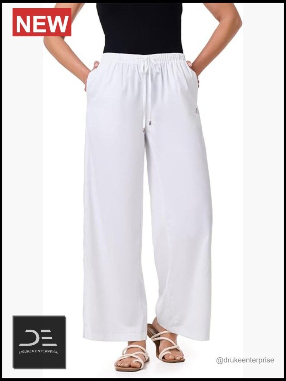 UPF 50+ Wide Leg Pants with Side Slits Adjustable Harem